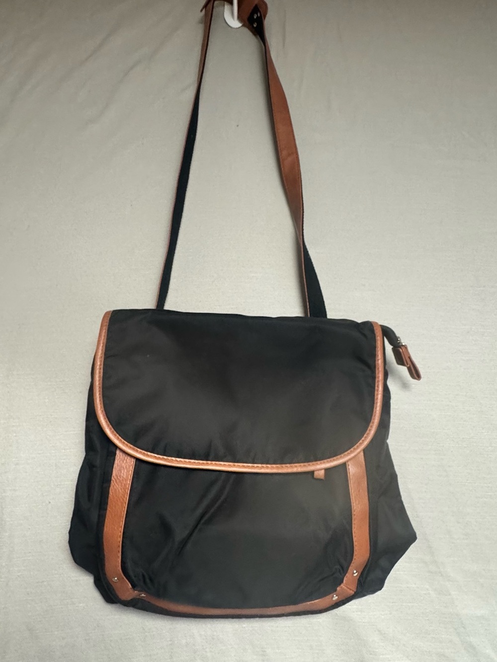 Black and Brown Women's Nylon Crossbody Backpack Bag